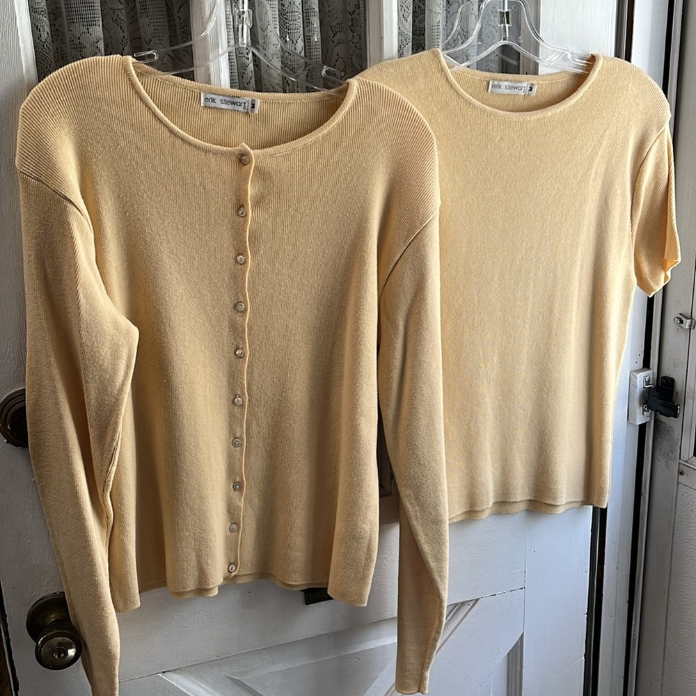 Erik Stewart Twin Sweater Set size M 100% Cotton Knit